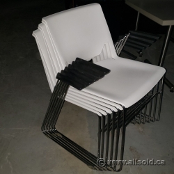White Haworth Very Stacking Guest Chair w/ Fixed Black Arms